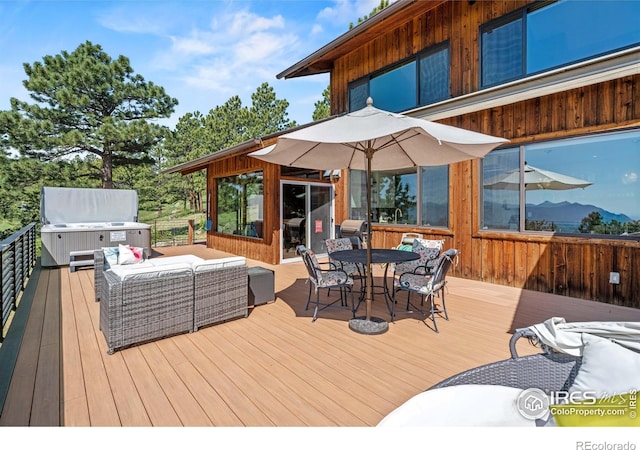311 Sky Trail Rd, Boulder, CO 80302 - wooden deck featuring outdoor dining area and outdoor lounge area