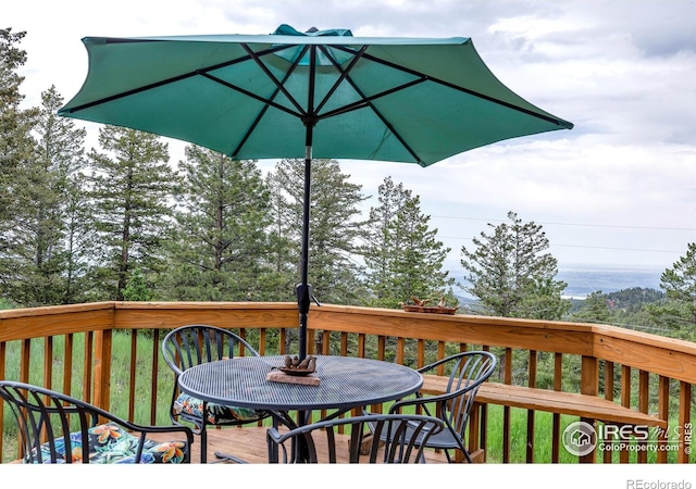 394 Deer Trail Cir, Boulder, CO 80302 - wooden terrace featuring outdoor dining space