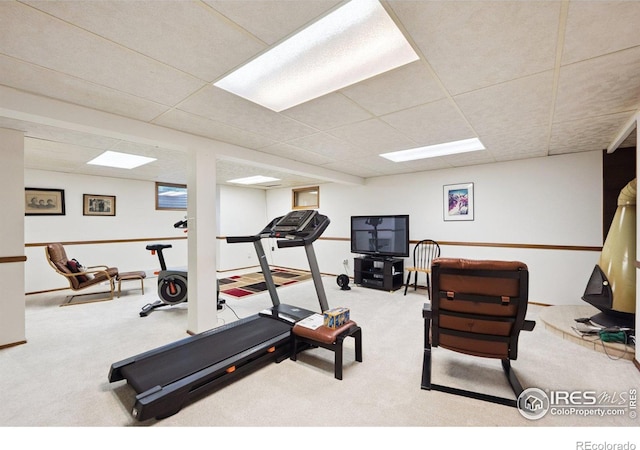 7290 Mount Sherman Rd, Longmont, CO 80503 - exercise room featuring carpet flooring and a paneled ceiling