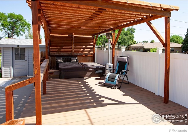 947 Holden Ln, Sterling, CO 80751 - wooden deck with a shed and a pergola