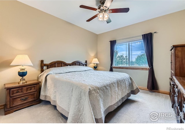 9629 Bountiful St, Firestone, CO 80504 - bedroom with light colored carpet, a ceiling fan, and lofted ceiling