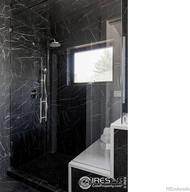 358 Arapahoe Ave Unit B, Boulder, CO 80302 - bathroom featuring a marble finish shower