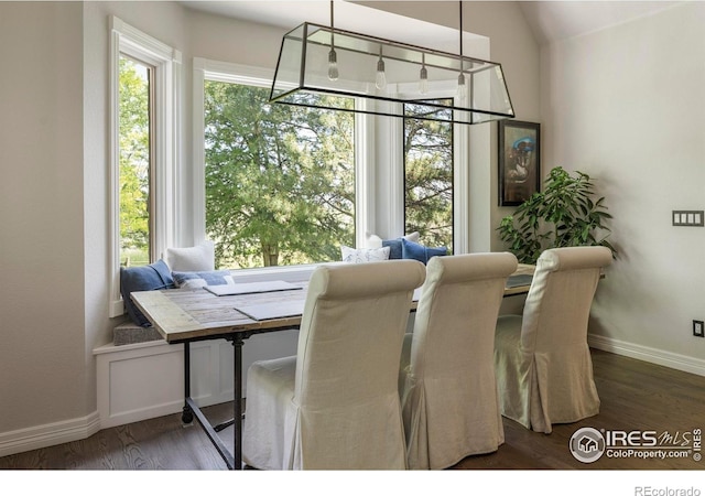 5575 Saint Vrain Rd, Longmont, CO 80503 - dining room featuring baseboards and wood finished floors