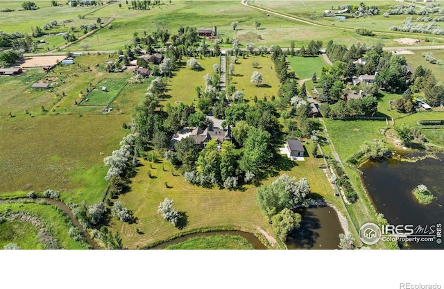 5575 Saint Vrain Rd, Longmont, CO 80503 - aerial view of property and surrounding area with rural landscape and a large body of water