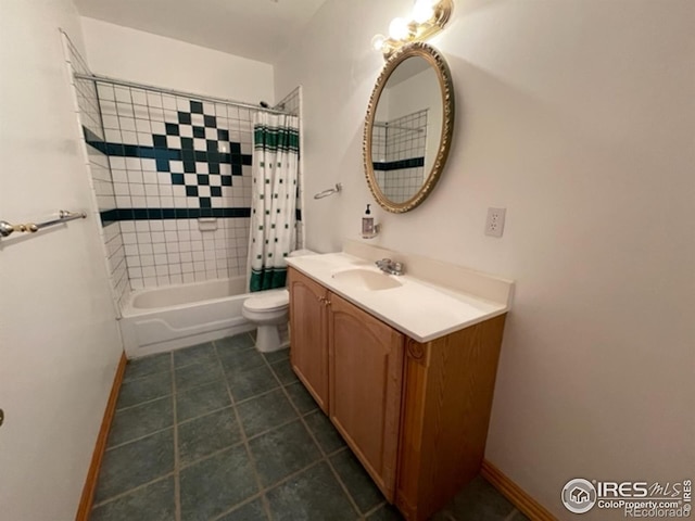 8 Valley View Dr, Nederland, CO 80466 - full bathroom with vanity, shower / bathtub combination with curtain, and tile patterned flooring