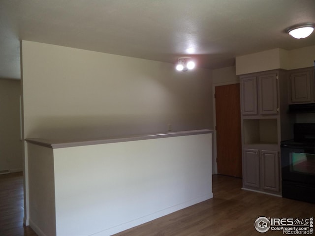 401 31st Ave, Greeley, CO 80634 - kitchen featuring black electric range, ventilation hood, and wood finished floors