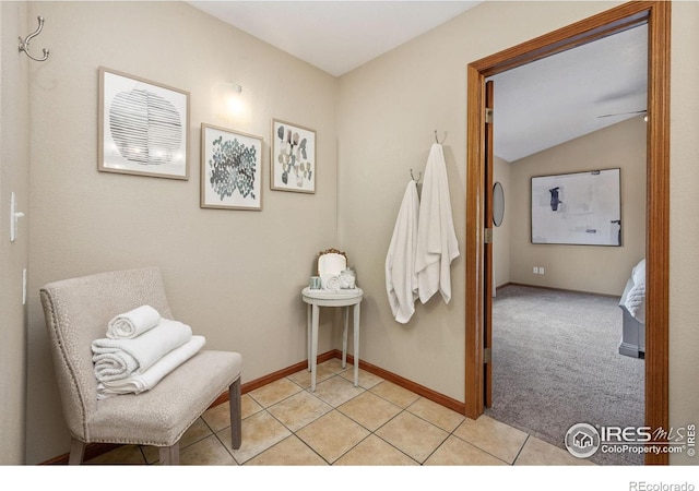 904 Pine Dr, Windsor, CO 80550 - bathroom featuring vaulted ceiling and tile patterned floors