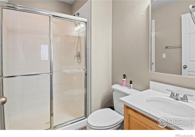 23570 E Holly Hills Way, Parker, CO 80138 - full bath with a stall shower, vanity, and a textured wall
