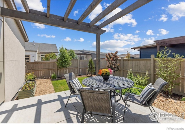 750 Kubat Ln Unit B, Longmont, CO 80503 - fenced backyard with a pergola, outdoor dining area, and a patio
