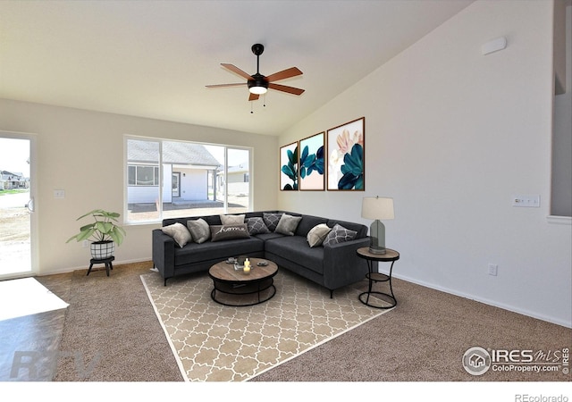 625 87th Ave, Greeley, CO 80634 - carpeted living room featuring ceiling fan and lofted ceiling