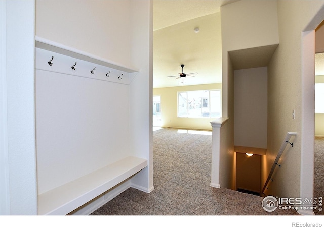 625 87th Ave, Greeley, CO 80634 - mudroom featuring carpet floors and a ceiling fan