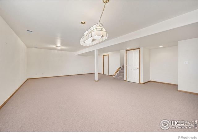 1754 45th Ave, Greeley, CO 80634 - finished below grade area with carpet and stairs