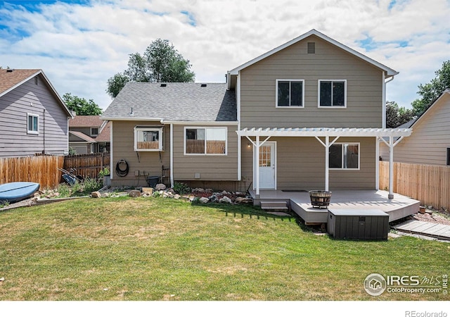 6019 S Pierson Ct, Littleton, CO 80127 - rear view of property with a pergola, a deck, and a shingled roof