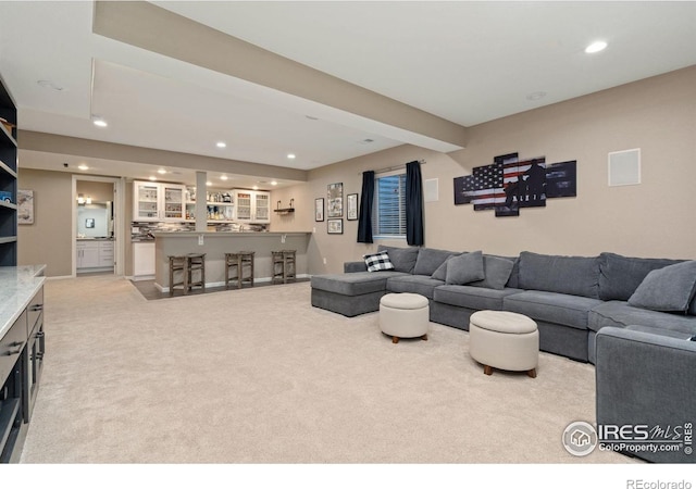 8541 Allenbrook Dr, Windsor, CO 80550 - living area with recessed lighting and carpet flooring