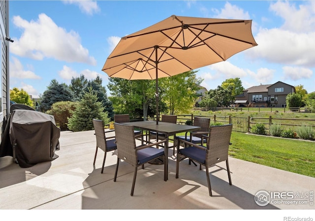 8541 Allenbrook Dr, Windsor, CO 80550 - view of patio with outdoor dining space and grilling area