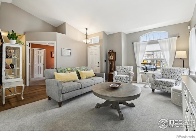 4644 W 112th Ct, Westminster, CO 80031 - living area with carpet floors and high vaulted ceiling