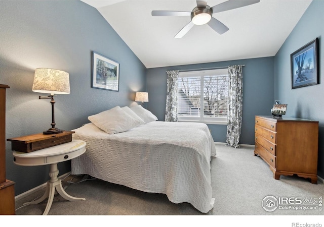4644 W 112th Ct, Westminster, CO 80031 - carpeted bedroom with vaulted ceiling and a ceiling fan