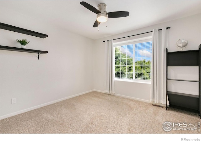 5355 Brookline Dr, Timnath, CO 80547 - empty room with light colored carpet and a ceiling fan