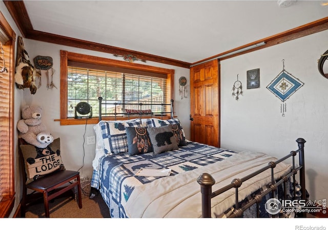 2238 Eagle Cliff Rd, Estes Park, CO 80517 - carpeted bedroom with crown molding