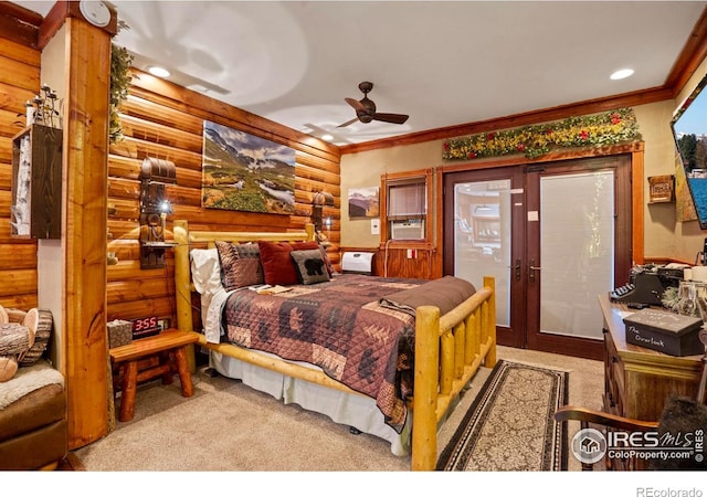 2238 Eagle Cliff Rd, Estes Park, CO 80517 - bedroom featuring carpet, crown molding, recessed lighting, a ceiling fan, and cooling unit