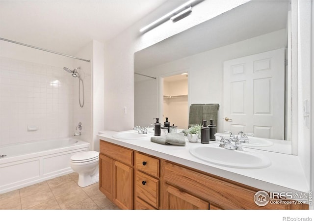 3350 Boulder Cir Unit 201, Broomfield, CO 80023 - full bathroom featuring double vanity, tile patterned flooring, and washtub / shower combination