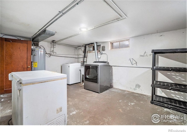 2118 N 47th Ave, Greeley, CO 80631 - finished below grade area featuring electric water heater, fridge, and washer and dryer