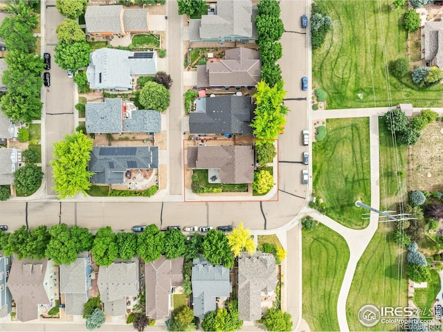 502 Peregrine Cir, Longmont, CO 80504 - aerial perspective of suburban area featuring property parcel outlined
