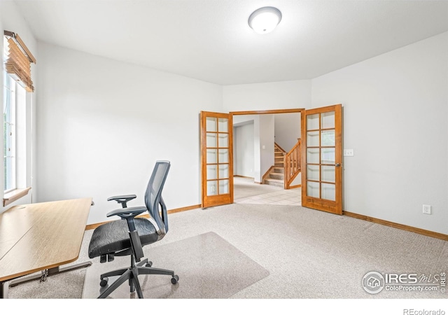 502 Peregrine Cir, Longmont, CO 80504 - office area featuring french doors and carpet flooring