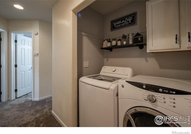 14053 Cottonwood Cir, Sterling, CO 80751 - laundry room with washing machine and dryer, carpet flooring, and recessed lighting