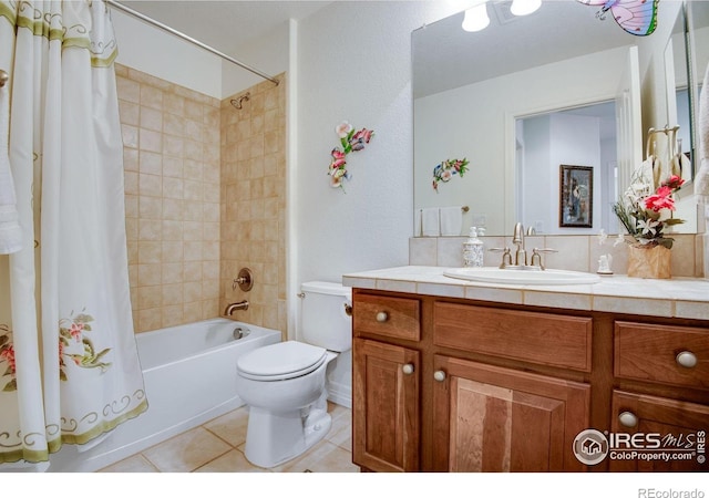 8305 E 149th Dr, Thornton, CO 80602 - full bath featuring vanity, shower / bath combination with curtain, and tile patterned flooring