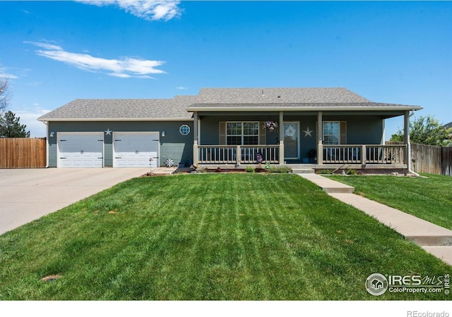 4521 Mesa Verde Dr, Greeley, CO 80634 - ranch-style home featuring an attached garage, a porch, and concrete driveway