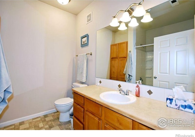 3641 29th St Unit 6, Greeley, CO 80634 - full bathroom featuring a shower, a chandelier, and vanity