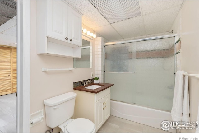 10947 Lynne Ave, Lafayette, CO 80026 - full bathroom with vanity, shower / bath combination with glass door, and a paneled ceiling
