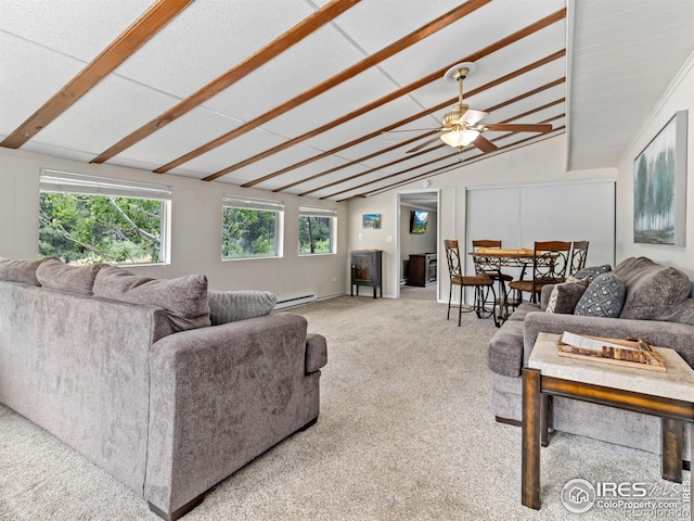 2301 US Highway 34, Drake, CO 80515 - carpeted living room with baseboard heating and ceiling fan