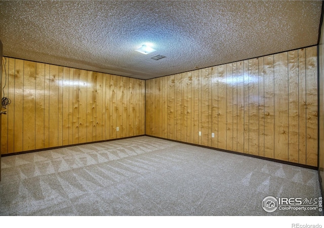 1925 28th Ave Unit 30, Greeley, CO 80634 - carpeted empty room featuring a textured ceiling and wooden walls