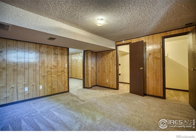 1925 28th Ave Unit 30, Greeley, CO 80634 - finished below grade area with carpet flooring, a textured ceiling, and wood walls