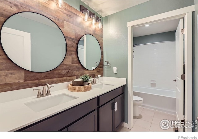 1591 Sun River Rd, Berthoud, CO 80513 - bathroom featuring double vanity, tile patterned flooring, and bathtub / shower combination