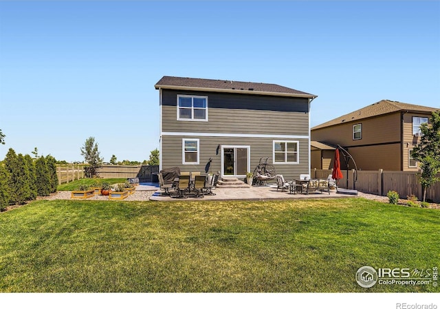 1591 Sun River Rd, Berthoud, CO 80513 - rear view of property with a patio area, entry steps, and a fenced backyard