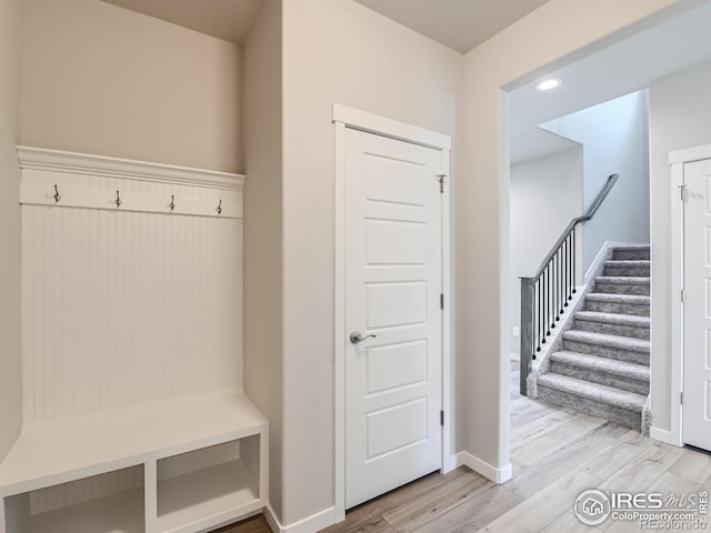 13 Chipeta Way, Lochbuie, CO 80603 - mudroom featuring light wood-type flooring and recessed lighting
