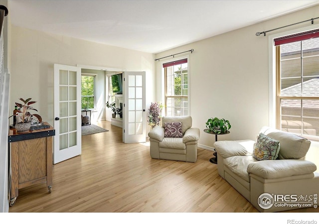691 Tamarisk Ct, Louisville, CO 80027 - living area with french doors and light wood-style floors
