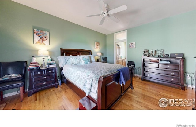 7294 Tamarisk Dr, Fort Collins, CO 80528 - bedroom featuring light wood-type flooring, a ceiling fan, and ensuite bathroom