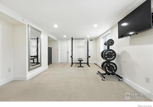 2958 6th St, Boulder, CO 80304 - exercise room featuring carpet floors and recessed lighting
