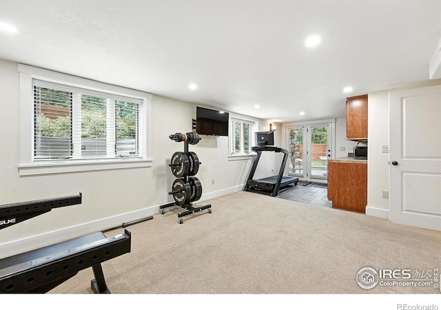 2958 6th St, Boulder, CO 80304 - exercise area featuring recessed lighting and carpet