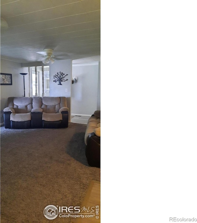 15296 County Road 39, Sterling, CO 80751 - carpeted living area featuring a ceiling fan and baseboards