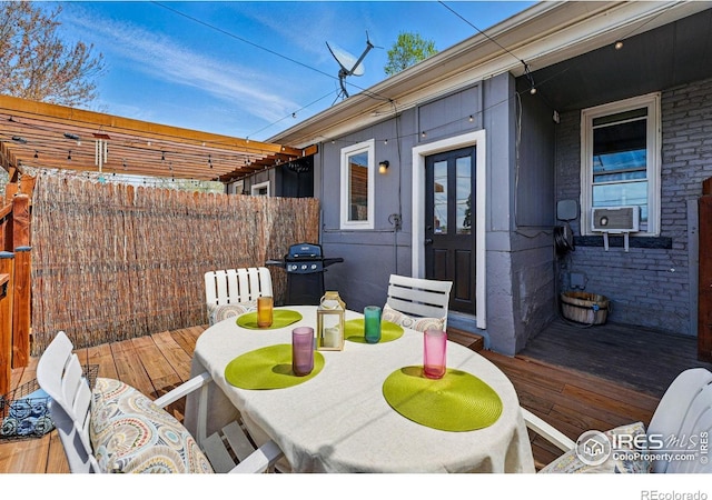 2955 Columbine St, Denver, CO 80205 - wooden terrace featuring a grill, cooling unit, and french doors