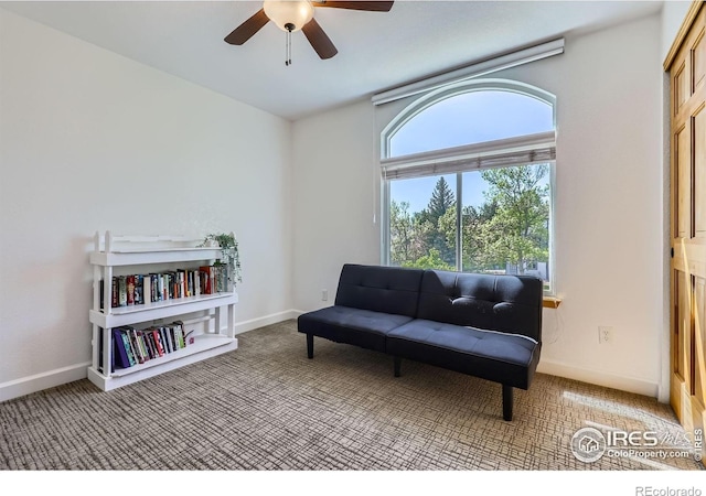 6366 Umber Cir, Arvada, CO 80403 - sitting room featuring a ceiling fan and light carpet