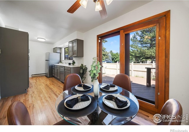 1220 Solstice Ln, Fort Collins, CO 80525 - dining room featuring light wood-style floors and ceiling fan