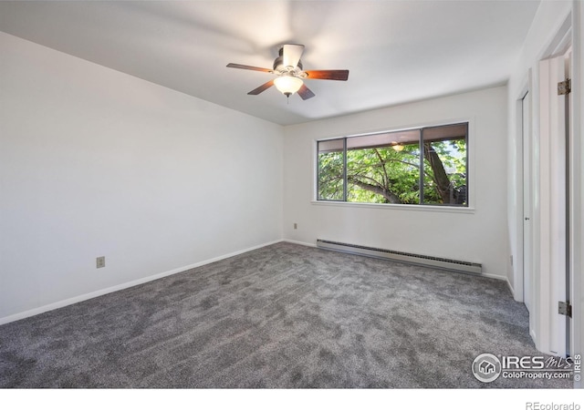 1220 Solstice Ln, Fort Collins, CO 80525 - carpeted spare room featuring a baseboard radiator and ceiling fan