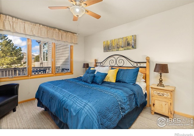 1437 Raven Cir Unit A, Estes Park, CO 80517 - bedroom featuring carpet floors and a ceiling fan