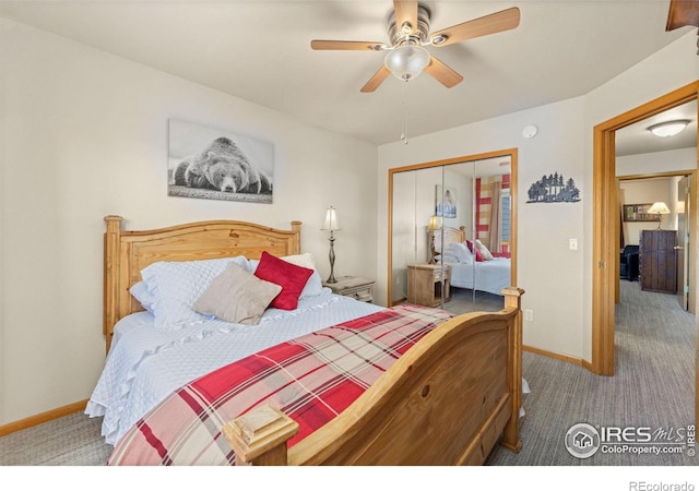 1437 Raven Cir Unit A, Estes Park, CO 80517 - carpeted bedroom featuring a closet and a ceiling fan